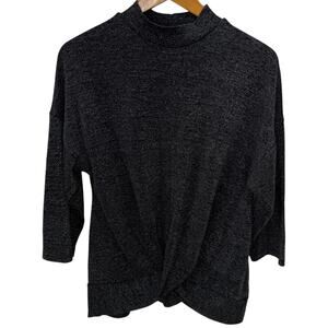 PERSEPTION CONCEPTS Shimmery Knot Front Mock Neck Top Size Large